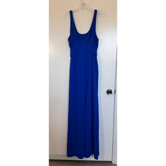 Jonathan Simkhai Belted Crepe Wide Leg Jumpsuit in Royal Blue Size 8 - Picture 4 of 5